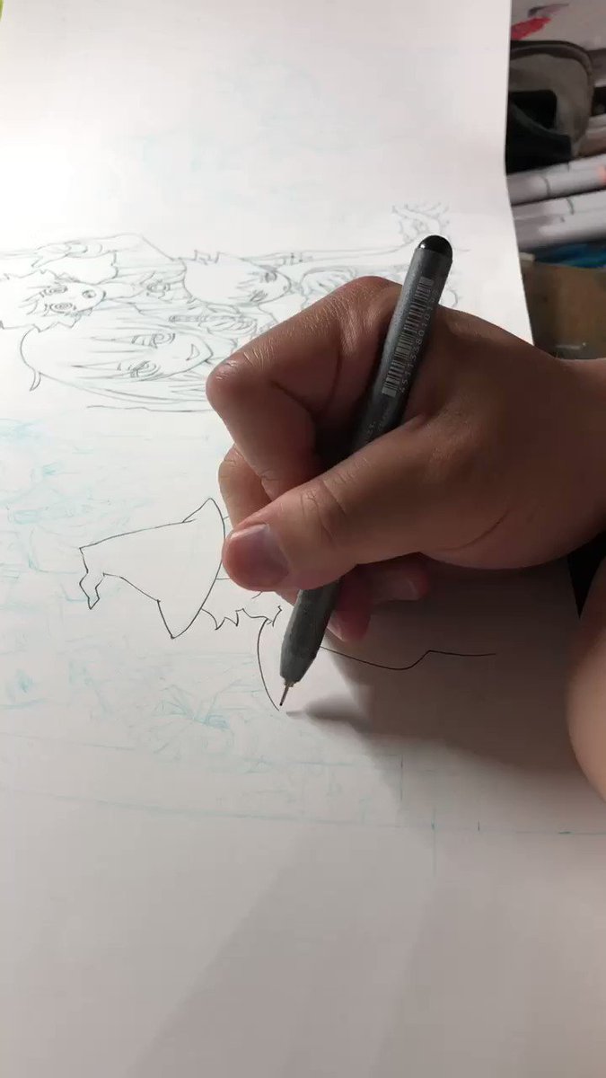 こちらDVDの書き下ろしカラーのペン入れ動画🖋色塗り時の滲み防止にコピックマルチライナーで描いてます☝︎耳をすますと私の こちらDVDの書き下ろしカラーのペン入れ動画🖋色塗り時の滲み防止にコピックマルチライナーで描いてます☝︎耳をすますと私の
