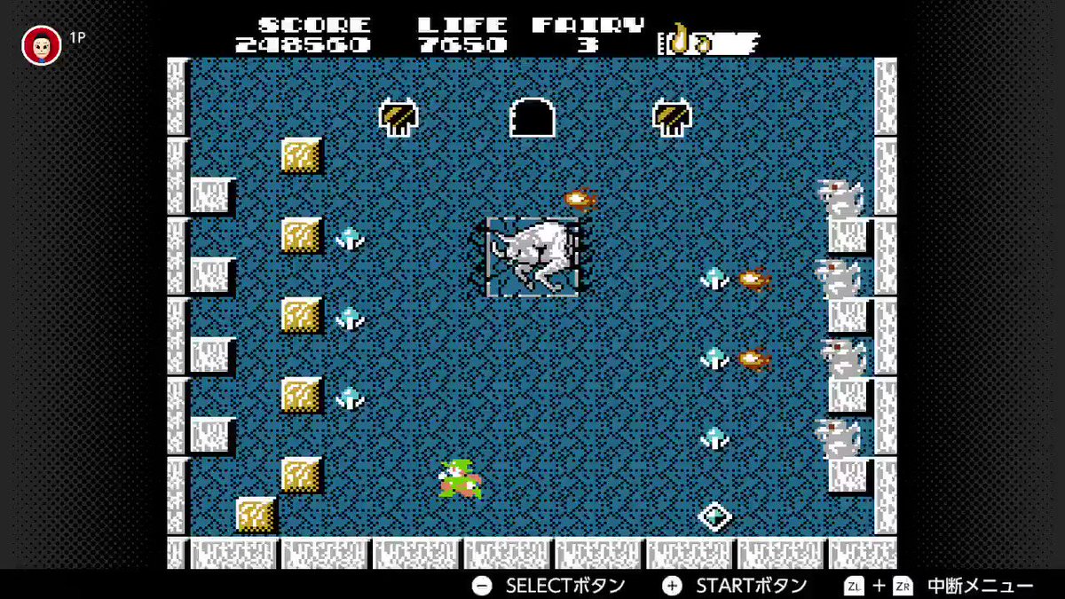5面。ガーゴイルは右上の一匹以外はファイアボールで倒す。さっきのボーナスステージでうっかりスーパーファイアボールになった 5面。ガーゴイルは右上の一匹以外はファイアボールで倒す。さっきのボーナスステージでうっかりスーパーファイアボールになった