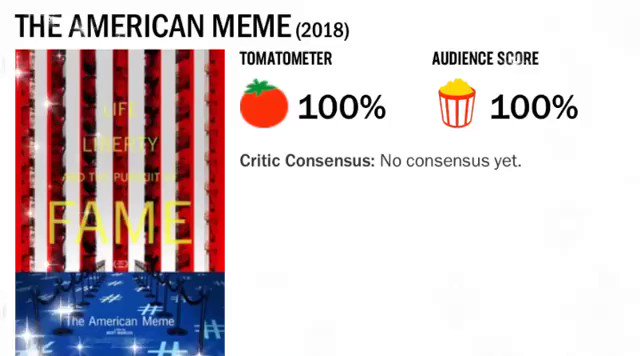 So happy, excited & proud that my new film #TheAmericanMeme film scored ????%! #Killingit ???? Check it out on @Netflix ???? https://t.co/w2y74bZq9t