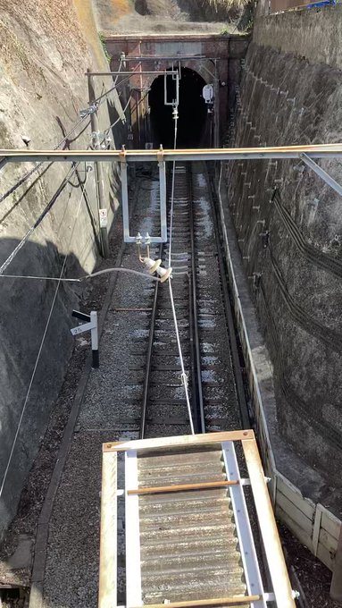 その極楽洞から出て来た電車を動画撮影#鎌倉市#青い花#きみの声をとどけたい その極楽洞から出て来た電車を動画撮影#鎌倉市#青い花#きみの声をとどけたい
