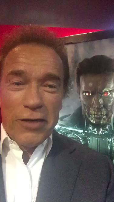What a handsome devil. Having fun @Terminator event. If you see me in your theater, tweet with #SpotTheTerminator http://t.co/kU1cZIvFRa