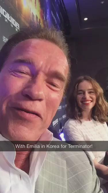 Love seeing your tweets about @Terminator while @Emilia_Clarke & I are on tour in Korea. #TerminatorGenisys. Honored. http://t.co/9kWC2qlPmN
