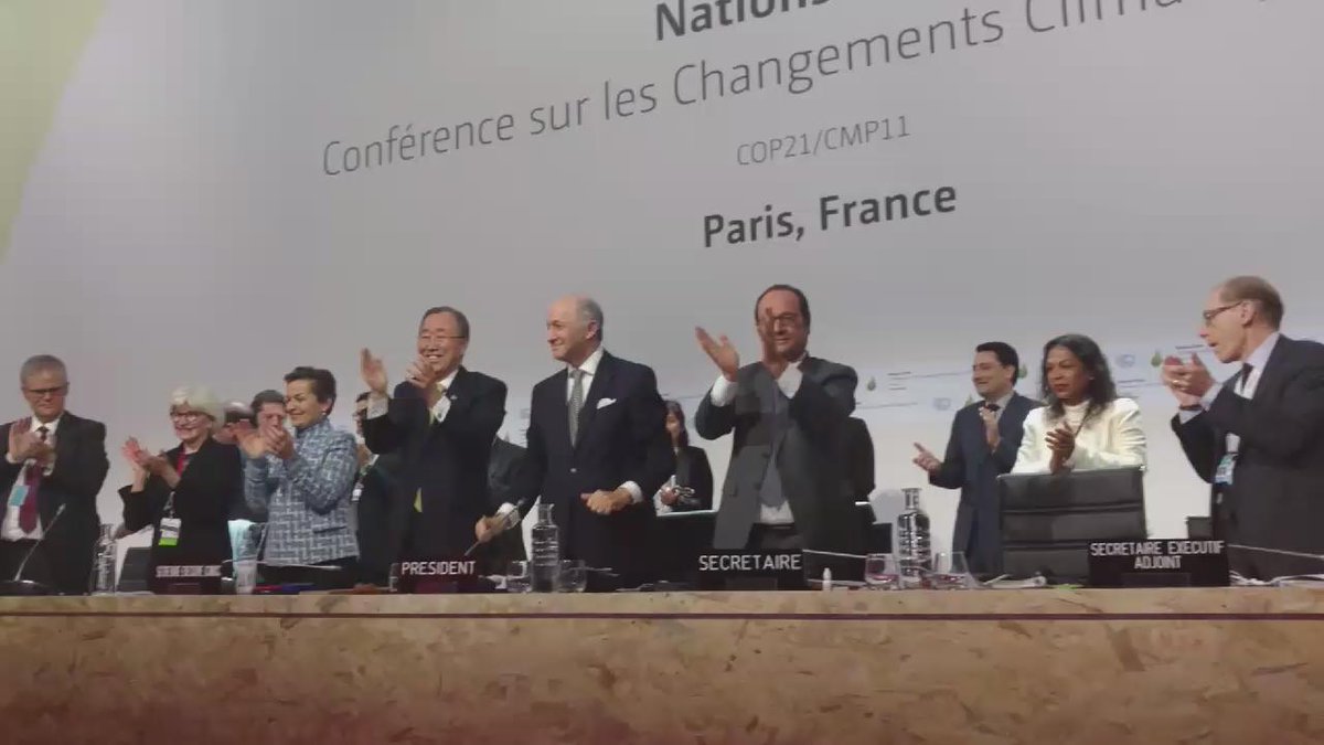 RT @UN: A joyful atmosphere fills the plenary hall at #COP21.  #ParisAgreement https://t.co/ukwZgFdUZr