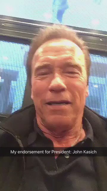 RT @ketch: Gov @Schwarzenegger just did the first-ever @Snapchat endorsement announcement for his old friend @JohnKasich. https://t.co/GcUW…