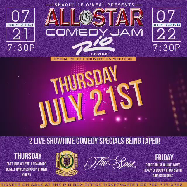 VEGAS! I will be filming 2 of my All-Star Comedy Jam Showtime Specials on July 21-22nd during the #OmegaConclave16 https://t.co/PqmTx4UfFs