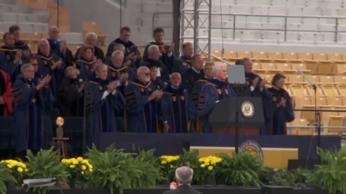 RT @rob_bennett: SEE IT: Dozens of Notre Dame students walk out in the middle of VP Pence's commencement address. https://t.co/AXb6Ivaysw