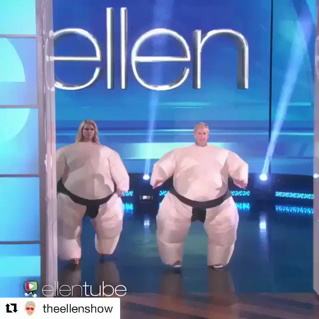 Sumo suits, high heels, and charades tomorrow on @theellenshow ???? https://t.co/VW8tjlXk9J