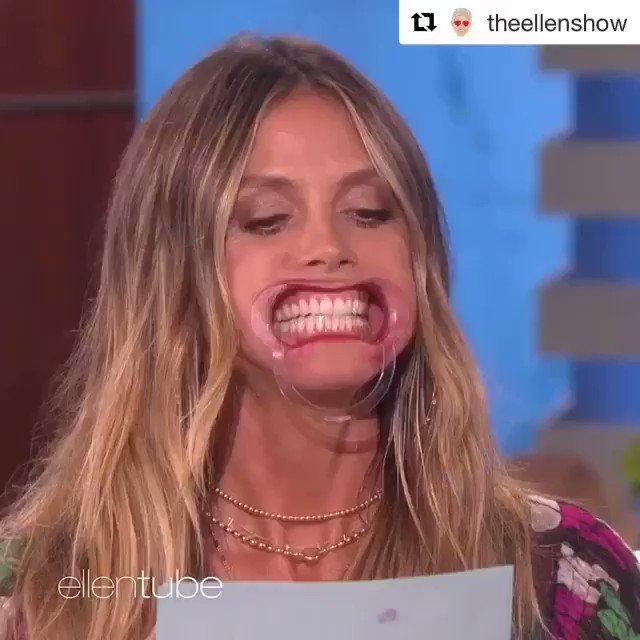 #Repost @theellenshow
・・・
What is @HeidiKlum trying to say with this thing in her mouth? You tell me. https://t.co/NnXWT4bW2k