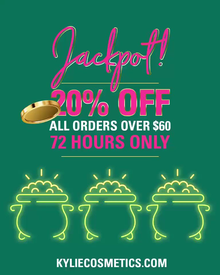 My @kyliecosmetics St. Patrick’s Day sale starts NOW! 20% off SITEWIDE ☘️ Shop now at https://t.co/bDaiohhXCV! ???? https://t.co/LEpfQ7JskW