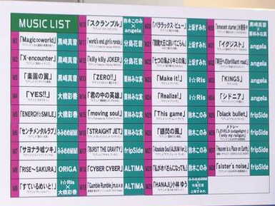 ディーふらぐ、スクラン、まりほり、なのはですね。あとアクセルワールドの主題歌をfripが歌ったのと、〆は全員でLost ディーふらぐ、スクラン、まりほり、なのはですね。あとアクセルワールドの主題歌をfripが歌ったのと、〆は全員でLost