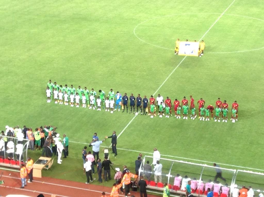 Nigeria and Ghana line-up ahead of friendly in Uyo Int'l Stadium [via @genakhena]