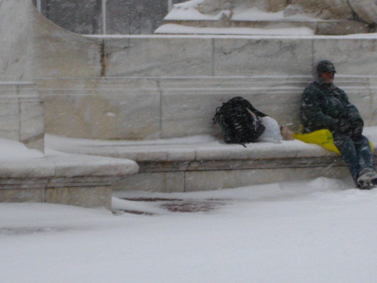 Some homeless people braved the elements rather than going to a shelter. (@verdadesofenden/Twitter Some homeless people braved the elements rather than going to a shelter. (@verdadesofenden/Twitter