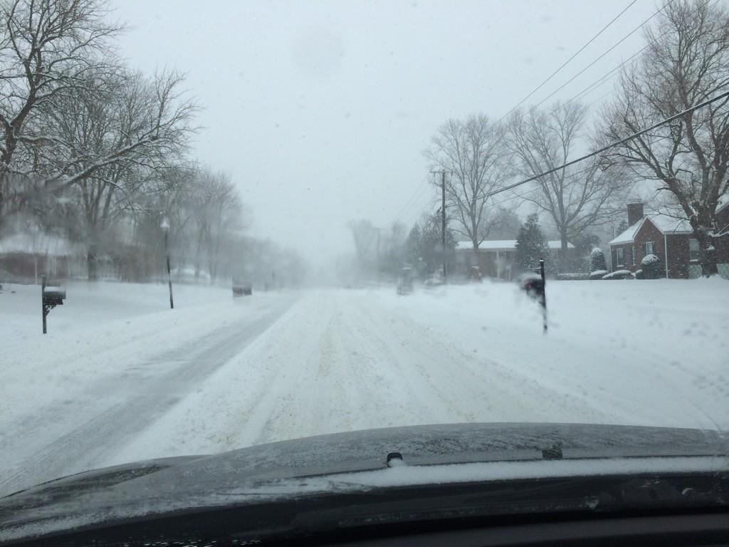 Snow covered roads are a common winter road condition during and after storms. 