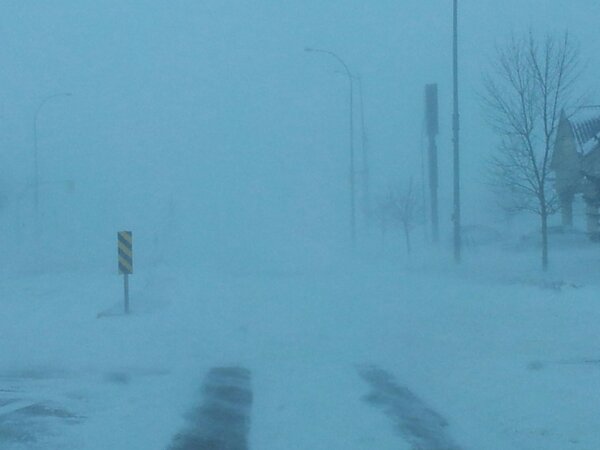 Blowing snow in Winkler, MB on Monday morning.