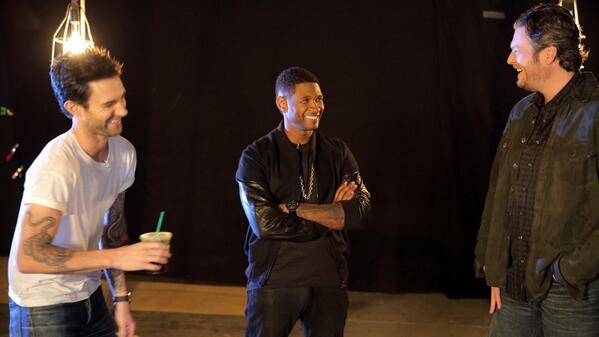 Fun times backstage on #TheVoice! @AdamLevine and @BlakeShelton what were we laughing about? 