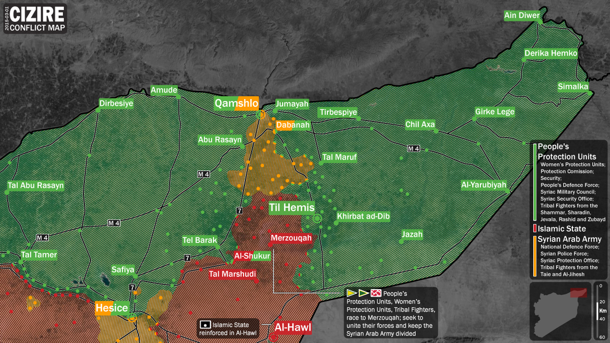 New map of Hasakah region after IS collapse in Qamishli : syriancivilwar
