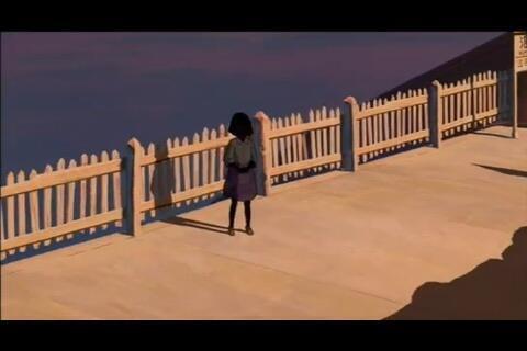 【千と千尋の神隠し 駅の少女の存在】1:40:30辺りの水上の駅のシーン。ここに一人だけジッとこちらを見ている少女が描か 【千と千尋の神隠し 駅の少女の存在】1:40:30辺りの水上の駅のシーン。ここに一人だけジッとこちらを見ている少女が描か