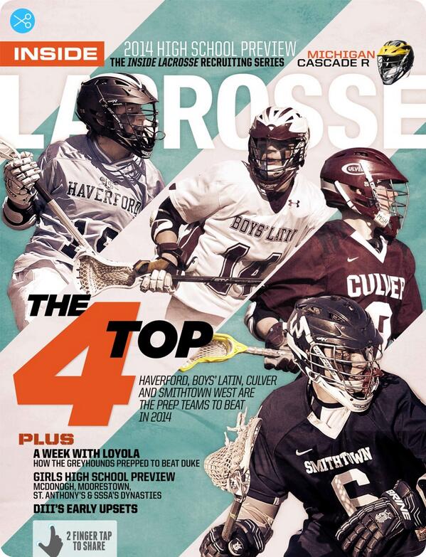 The @Inside_Lacrosse April Issue was unveiled today. Haverford, Boys' Latin, Culver & Smithtown West made the cover: