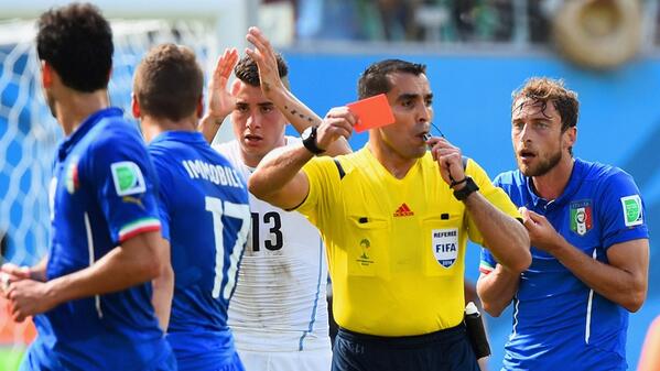 The referee sends Marchisio off [via FIFA.com]
