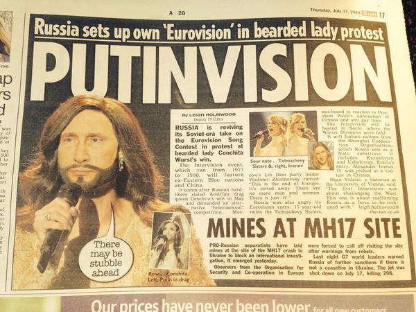 Bullshit of hour. But funny as hell @steve_hawkes: Russia hits back at the West! By planning #heterosexual Eurovision