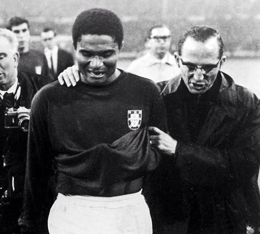 A devastated Eusebio after England have knocked out Portugal in the 1966 World Cup semifinal