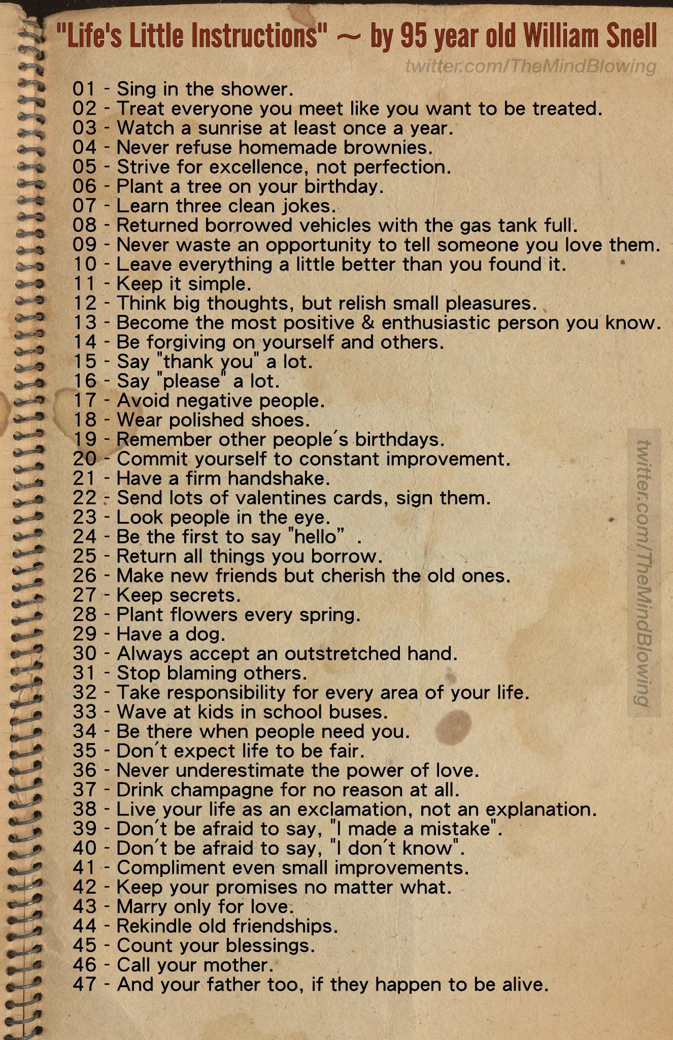 #MustShare - "Life's Little Instructions." By 95 year old man. http://t.co/iwO9yHHdP0