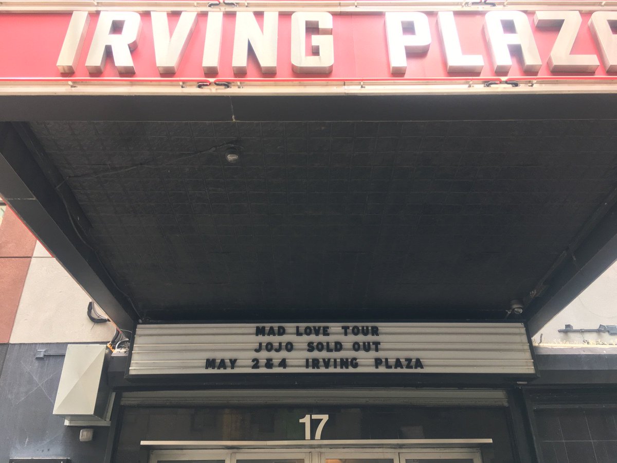 RT @IrvingPlaza: TONIGHT -- *SOLD OUT* @IAmJoJo: Mad Love Tour with @Stanaj [Night 1]! Doors: 7PM, Show: 8PM! https://t.co/T28LDlCCq2