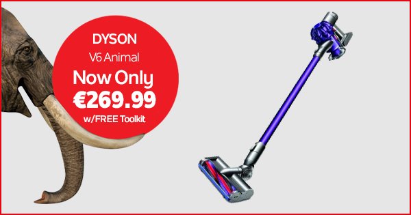 Step up to the Dyson V6 Animal for €269.99 & get a FREE toolkit worth €60 as well! Shop now https://t.co/ffVv0jc2KQ https://t.co/lmrXHEYKyi