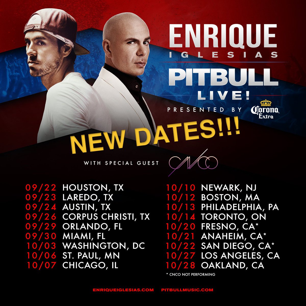 Ticket are on sale NOW for all dates of #EnriquePitbullTour.  Don't miss it: https://t.co/YfyhIIGvOO https://t.co/9BkSpiv8fJ