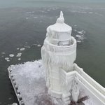 Frozen Michigan lighthouse looks out of this world in drone video