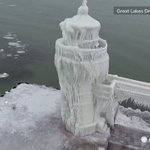 Ice turns lighthouse into frozen palace