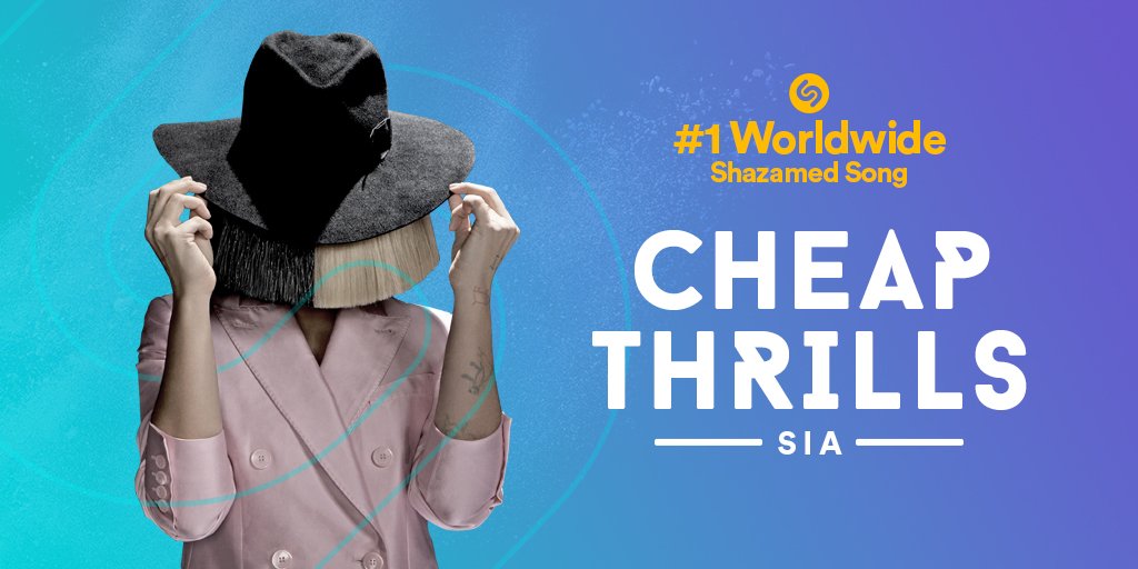 #CheapThrills is the #1 most Shazamed song in world this year! Thanks for Shazaming ???? ????  - Team Sia https://t.co/A9ivL63uOp