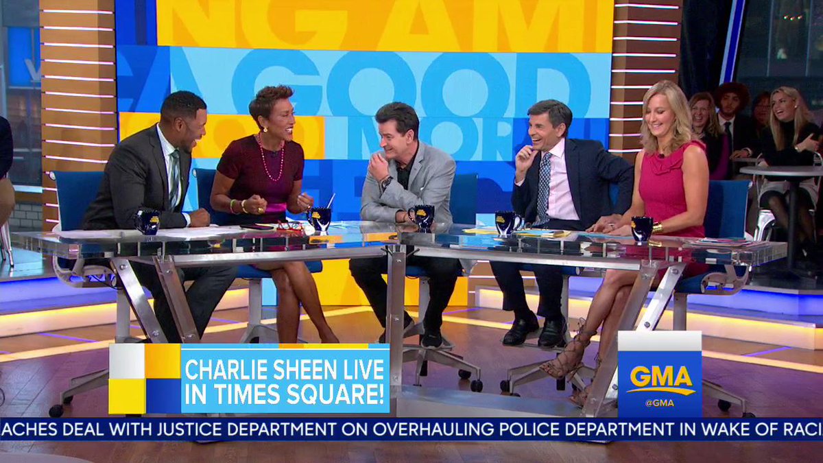 RT @GMA: WATCH: @charliesheen joins the show LIVE to discuss his new movie @MadFamilies! https://t.co/WnQEEnXHVZ