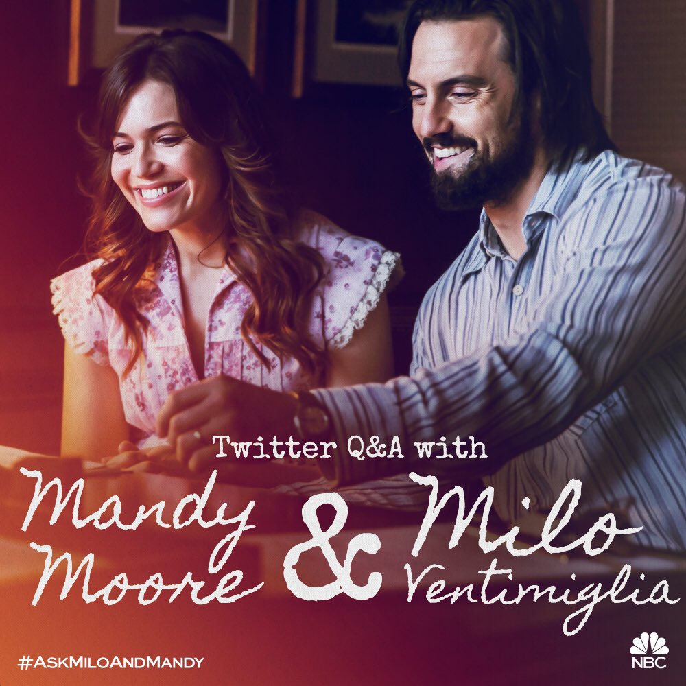 Join @MiloVentimiglia and I for a Twitter Q&A this afternoon! Ready your questions! #AskMiloAndMandy https://t.co/oBCNEeO0ia