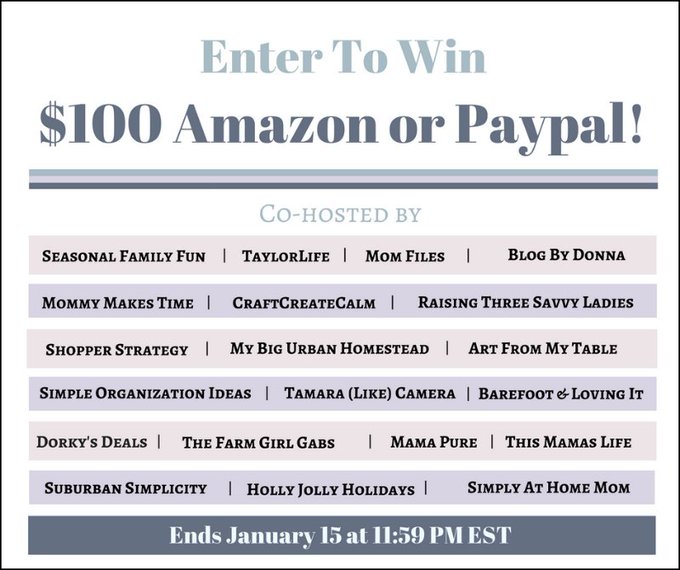 $100 Amazon or PayPal Giveaway (1/15 US) $100 Amazon or PayPal Giveaway (1/15 US)