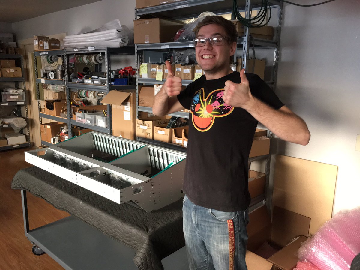 Tommy at @Rupert_Neve seems a bit stoked to work on our shiney new 5088 console. GG Tommy! https://t.co/6CFcgvDQ41