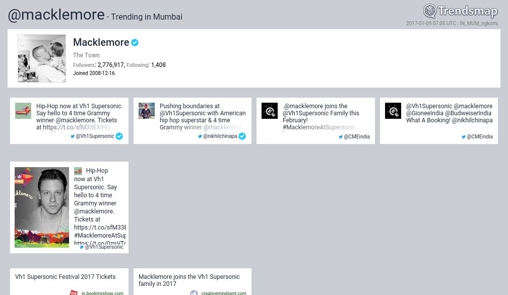 RT @TrendsMumbai: Macklemore, @macklemore is now trending in #Mumbai

https://t.co/5i8uxgmKV3 https://t.co/tYicIeuat9