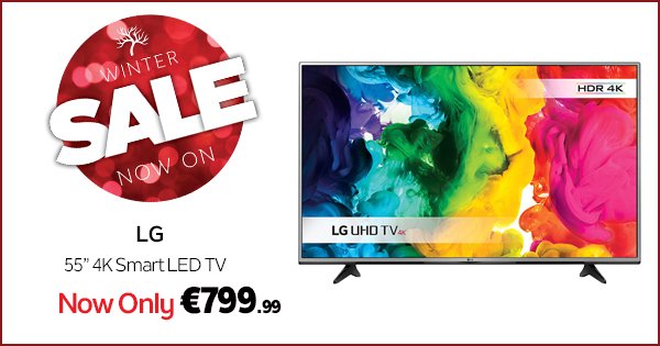 Treat yourself this weekend with the LG 55" 4K TV with surround sound!  #WinterSale https://t.co/MHnsXAQlm1 https://t.co/Wg08veqvne