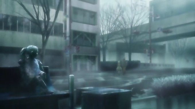 【 #planetarian 聖地巡礼スポット・ゆりの木通り③】手前のオブジェ、Ingressのポータルで「ベンチと少女 【 #planetarian 聖地巡礼スポット・ゆりの木通り③】手前のオブジェ、Ingressのポータルで「ベンチと少女