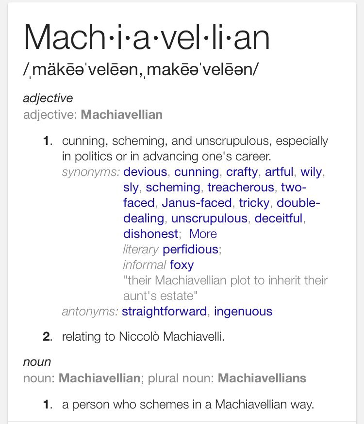 Word of the day: Machiavellian https://t.co/K2yQSIaIKq