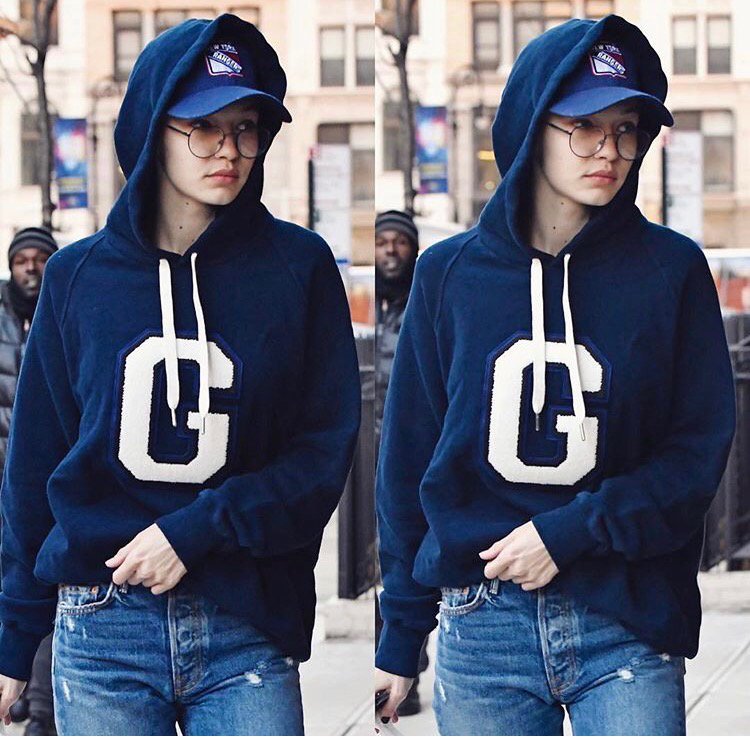 My beautiful @gigihadid joon rocking our Good American letter hoodie. https://t.co/LHMgiBnMS5