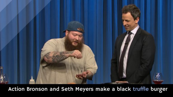 RT @GuyKawasaki: Action Bronson and Seth Meyers make a black truffle burger https://t.co/yQXLL89H5k https://t.co/6qi2xSpWlu