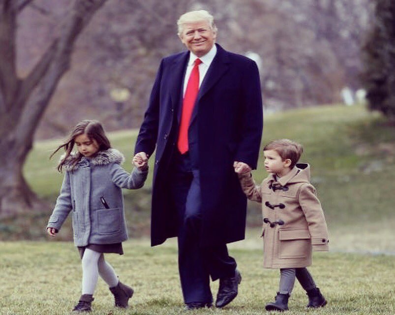 Arabella and Joseph with  @realdonaldtrump on the South Lawn of The White House https://t.co/oGbwH1KIW1