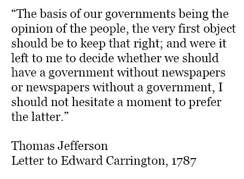 Thomas Jefferson had it right. He also stipulated that he would require everyone to read them!