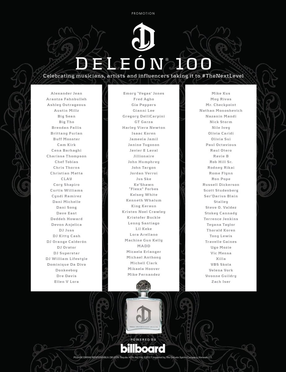RT @travellegaines: Thanks to @diddy @DeLeonTequila & @billboard for the love... #TheNextLevel #Deleon100 https://t.co/FugV23a8tX