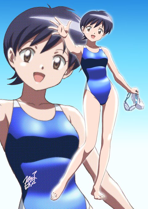 スクール水着ミホ。最近何を描いても巨乳気味な気がする。何故だ。#境界のRINNE スクール水着ミホ。最近何を描いても巨乳気味な気がする。何故だ。#境界のRINNE