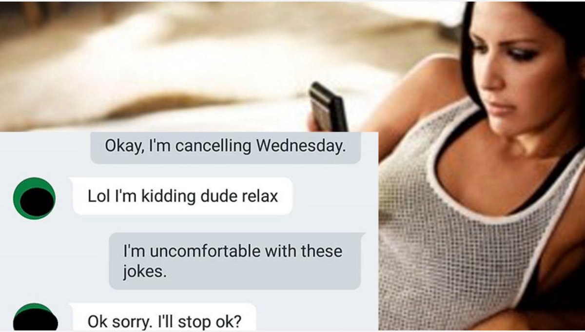 Woman Cancels On Tinder Date But The Dude Loses His Mind Over It And Sends 29 NSFW Texts 

https://t.co/khu2lmhWre https://t.co/eyA0sYqJtE