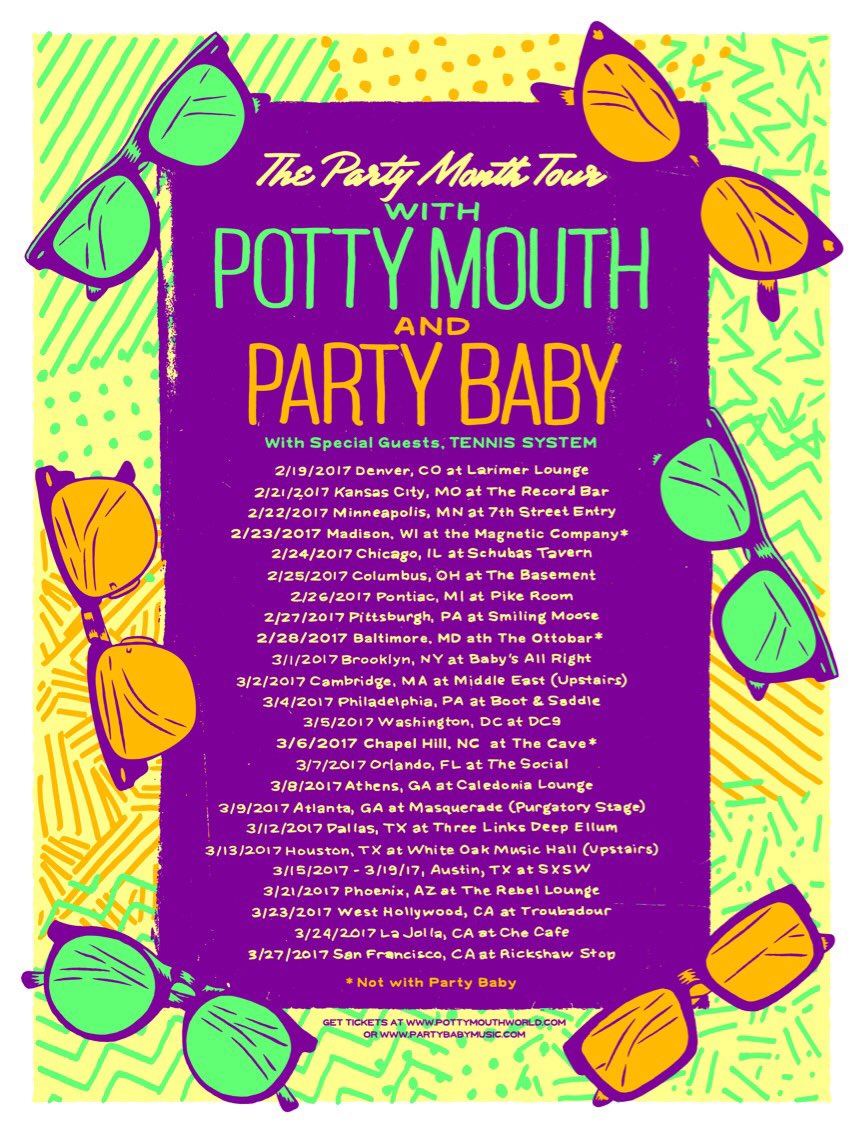RT @pottymouthworld: Shows w/ @TennisSystem added in Madison, Baltimore, and Chapel-Hill! https://t.co/Ug1XCuWL2w