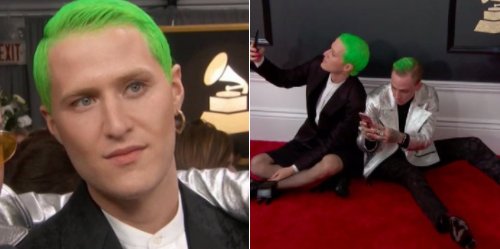 Mike posner’s neon green hair at the grammys is something - scoopnest.com