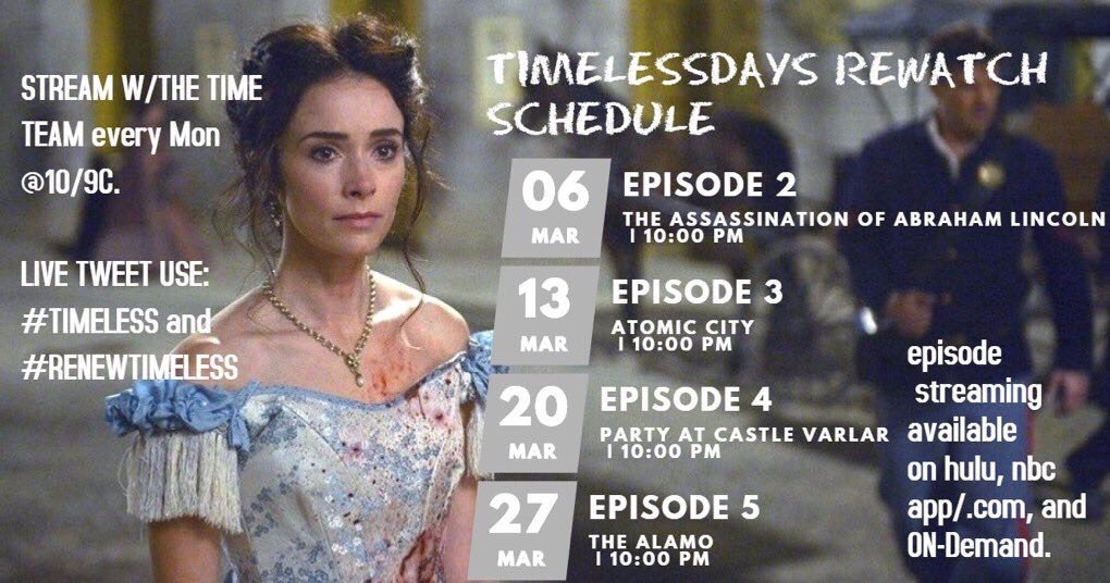 RT @ShawnRyanTV: Who's reliving #Timeless with us every Monday night? https://t.co/olIjBmJopz